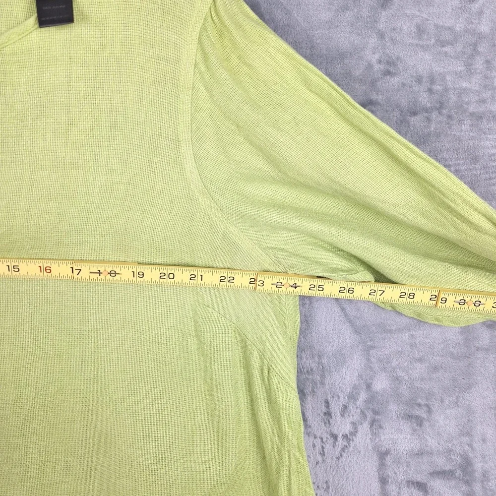 Ali Miles Top 1X Green Linen Lagenlook Artsy Boho Beach Coastal Resort Tunic